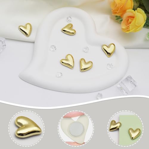 Imanes decorativos dorados en forma de corazón, 8 unidades miniatura 3