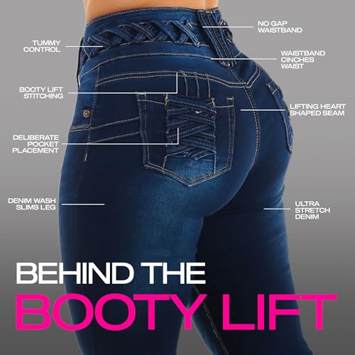 Image of Moda Xpress Women's Butt Lifting High Waisted Bootcut Jeans - Stretchy, Comfortable Flare Jeans in Junior Size Vintage Style