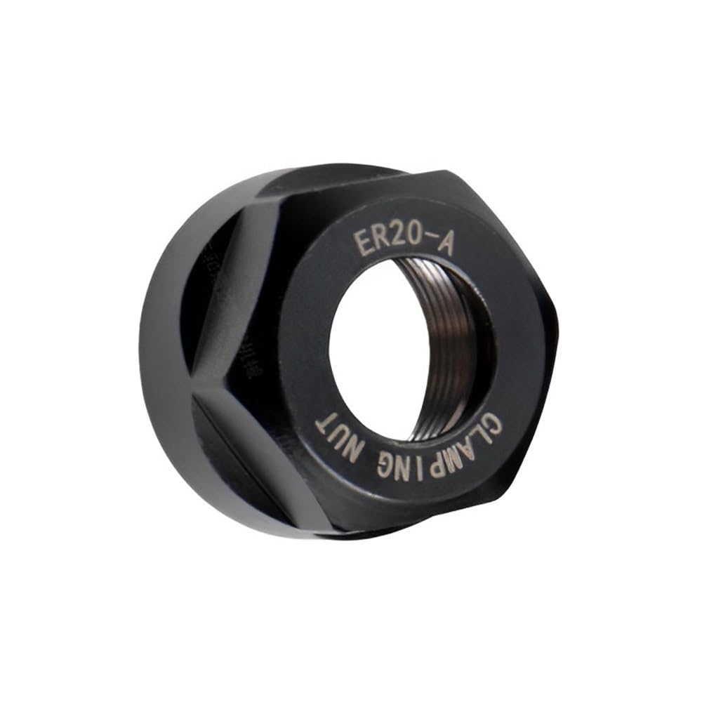Dado esagonale di serraggio pinza ER-20A, dado mandrino di precisione in metallo nero for manico utensile ER, 1 pezzo