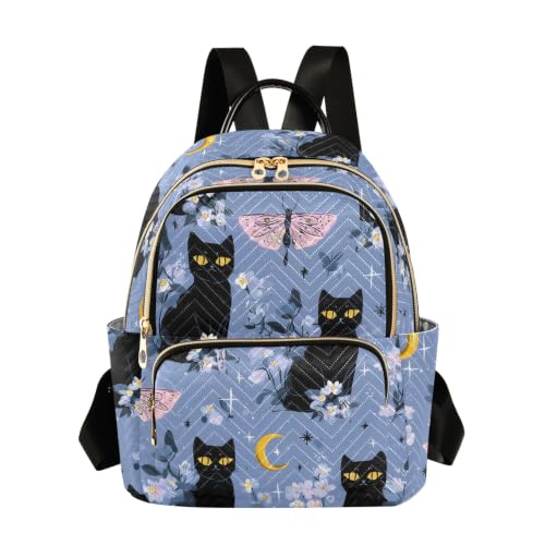 Sac à dos femme noir motif chat taille M pour ne plus manquer de place