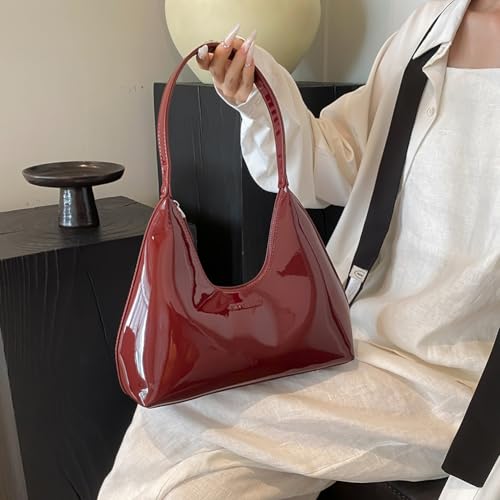 Women PU Shoulder Bag Fashion Underarm Bag Large Capacity Stylish Armpit Bag Zipper Closure Trendy Tote Handbag Simple Should3