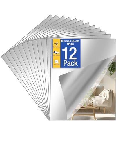 CYGYINT 12 Pack Peel and Stick Mirror Tiles, 12x16 Inch Shatterproof Flexible Stick on Mirrors for Wall Self-Adhesive Sticker for Bedroom, Door, Bathroom, and Dance Studio Installation