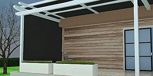 Shatex 90% 8X12Ft Sun Shade Fabric For Pergola Cover Porch Vertical Screen, Black #TOP6