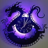 AlENAl Modern Decorative Wall Clock, Luminous Theme, 12 x 12 Inches, Battery Operated, Vinyl (Chinese Dragon (Colorful Lantern))