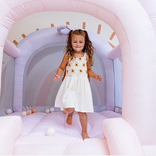 Bounceland Daydreamer Cotton Candy Bounce House, Pastel Bouncer with Slide, 8.9 ft L x 7.2 ft W x 6.7 ft H, UL Blower Included, Basketball Hoop, 30 Pastel Plastic Balls, Trendy Bouncer for Kids