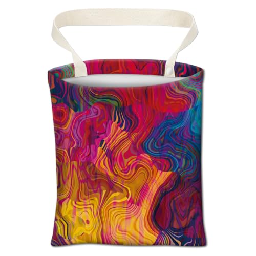 Image of Car Trash Can, Cute Car Trash Bag, Hanging Car Organizer and Storage Bag, Trash Bin for Car Accessories, Vehicle, Travelling, Camping Abstract Rainbow Swirls