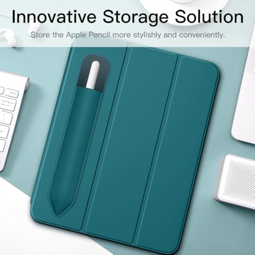 Image of MoKo Adhesive Pencil Case Holder Sticker for Apple Pencil, Midnight Green | Elastic Pencil Pocket Pouch, Adhesive Sleeve, Attached to iPad Case, For Pro /USB-C /1st /2nd Gen and Similarly Stylus Pens