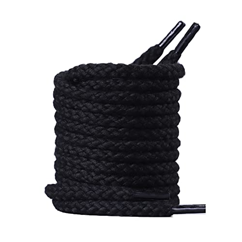 [X] ȌCЂA Cotton Shoelaces 7mm Thick Unisex Skate Trainers Canvas Multicolor 120-160cm(Svart,140cm(1 pair))
