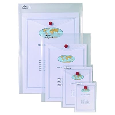 Snopake A5 Polyfile P Portrait Popper Wallet with Press Stud Closure [Pack of 5] Clear [13280]