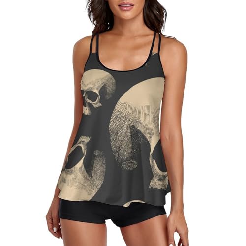 Maillot de bain tankini crâne rétro idéal pour vos journées à la plage
