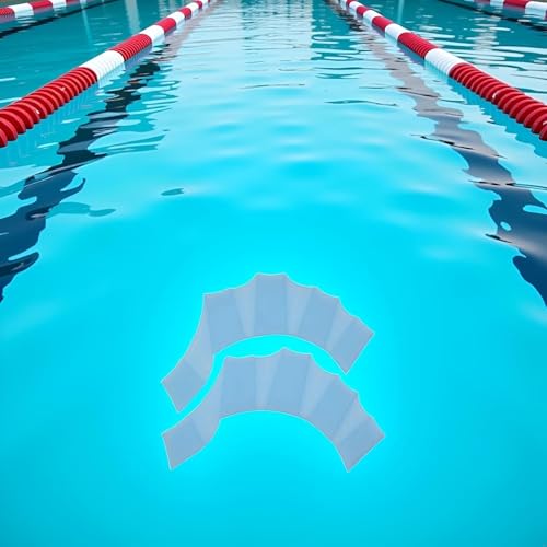 2 Pcs Blue Swimming Training Gloves, Silicone Swim Gear Fins Hand Webbed Flippers Training Glove Fingers Hand Palm Webbed Flippers Training Gloves Water Resistance Swimming Aquatic Gloves