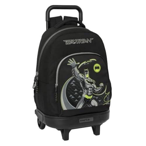 Safta BATMAN GAME OVER - Mochila Grande con Ruedas, Compacta, Extraíble, Ideal para Niños de Diferentes Edades, Cómoda y Versátil, Calidad y Resistencia, 33x22x45 cm