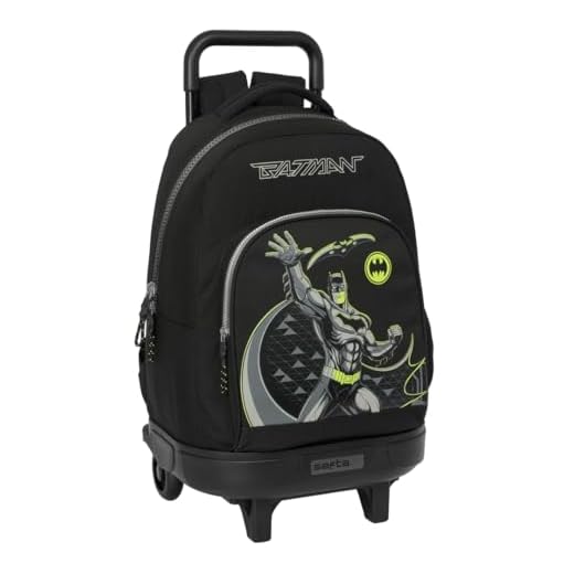 Safta BATMAN GAME OVER - Mochila Grande con Ruedas, Compacta, Extraíble, Ideal para Niños de Diferentes Edades, Cómoda y Versátil, Calidad y Resistencia, 33x22x45 cm