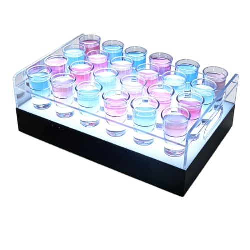 MENDRIO LED �����V���b�g�O���X 6 �Z�b�g 30ml ����z���_�[�t�� �����J���t�����ؑ� �[�d�� �A�N������ �p�[�e�B�[ �o�[ KTV ���o�p���� (24 ���A�N�����J�b�v�z���_�[ �z���C�g LED �J�b�v�t��)