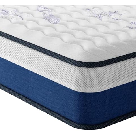 Vesgantti Queen Mattress, 12 Inch Innerspring Hybrid Queen Size Mattress with Memory Foam and Individual Pocket Spring, Mattress in a Box Cover