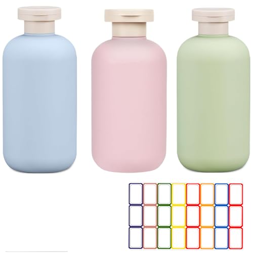 3 peças frascos de viagem com etiqueta, 200 ml frascos de viagem recarregáveis Gadgets de viagem, frascos de viagem reutilizáveis para champô, gel de duche, produtos para os cuidados da pele