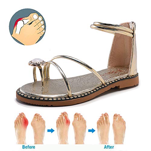 YXH New Women Correctoras Juanetes Sandal Shoes Summer Travel Beach Shoes Peep Toe Punta Abierta Chanclas Chanclascon Corrección de Juanetes,Gold,39