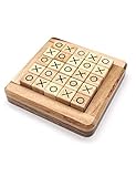 Wooden Board Games Tic Tac Toe in Pushing Me XO Fun Family Games to Play in Box Strategy Board Games for Families to Challenge Brain Games Kids and Adult with Classic Guest Room Decor
