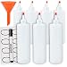 Duracare Plastic Squeeze Bottles, 7 Pack Condiment Squirt Bottles (16 Ounces) with Caps, Includes Funnel, Erasable Marker and Reusable Labels - for Sauces, Salad Dressings, Arts and Crafts - BPA Free