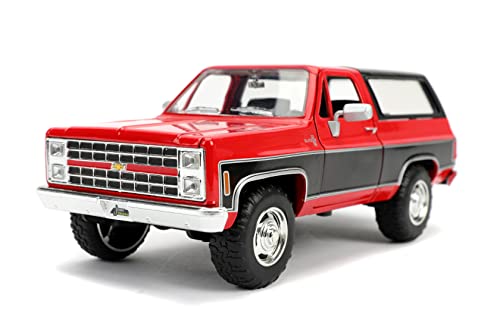 Jada Toys Just Trucks 1:24 1980 Chevrolet Blazer K5 Coche Fundido a presión Rojo/Negro, Juguetes para niños y Adultos