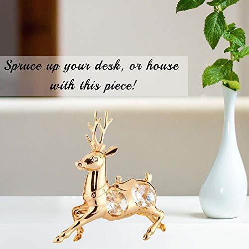 Matashi 24K Gold Plated Crystal Studded Reindeer Ornament