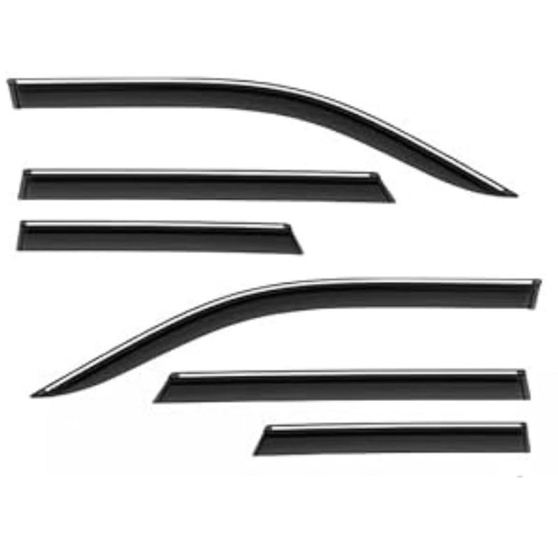 Image of CAR SAAZ Side Door Visors for Endeavour (2016-2019) (Set of 6Pcs)|Chrome Lined Rain Guards, Smoke Finish, Polycarbonate Wind Deflector
