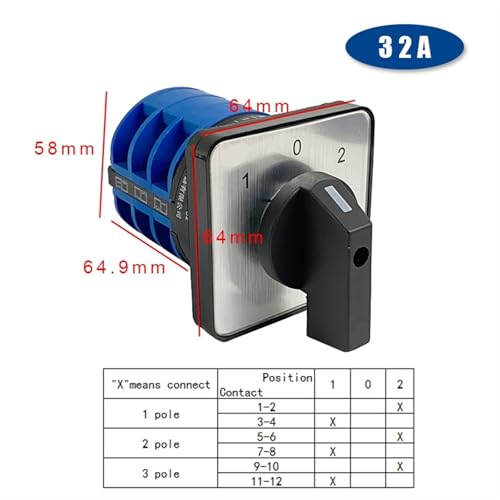 Interrupteur à came électrique rotatif triphasé 32A 660V marche-arrêt - 2