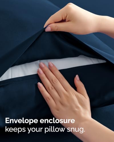 Image of Full 6 Piece Bed Sheet Set - Comfy, Breathable & Cooling Sheets - Dark Blue