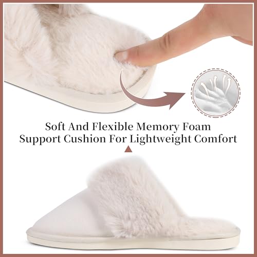 SNOWDROP Slippers For Women Memory Foam Indoor Outdoor Trendy House Shose,Comfy Non-Slip Soft Warm And Cozy Fluffy Fuzzy Slippers2