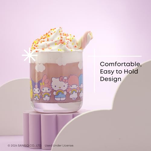 JoyJolt Hello Kitty & Friends Rainbow Short Drinking Glasses, Lowball Glasses Set of 4, 10oz Glass Tumblers ft Sanrio Characters Cinnamoroll Kuromi My Melody and More, Kawaii Hello Kitty Glassware - Image 6
