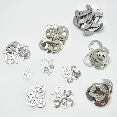 cococity 130PCS Stainless Steel E-Clip External Retaining Ring Snap Internal Circlip Ring Assortment Kit M1.5/2/3/4/5/6/7/8/9/10 with Plastic Box