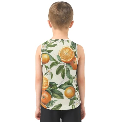 susiyo Citrus Fruit Orange and Leaves Boys Sleeveless Tank Top Girls Athletic T Shirt3