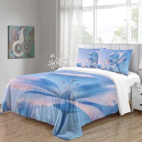 Housse de couette fleurie 140x200 en microfibre avec drap - 5
