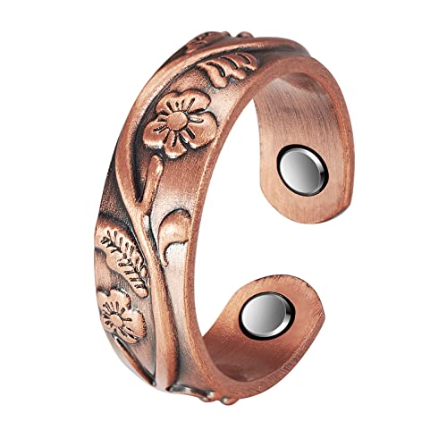 99.9% Pure Copper Ring with 3Pcs Magnets Magnetic Rings Women, Fingers, Thumb