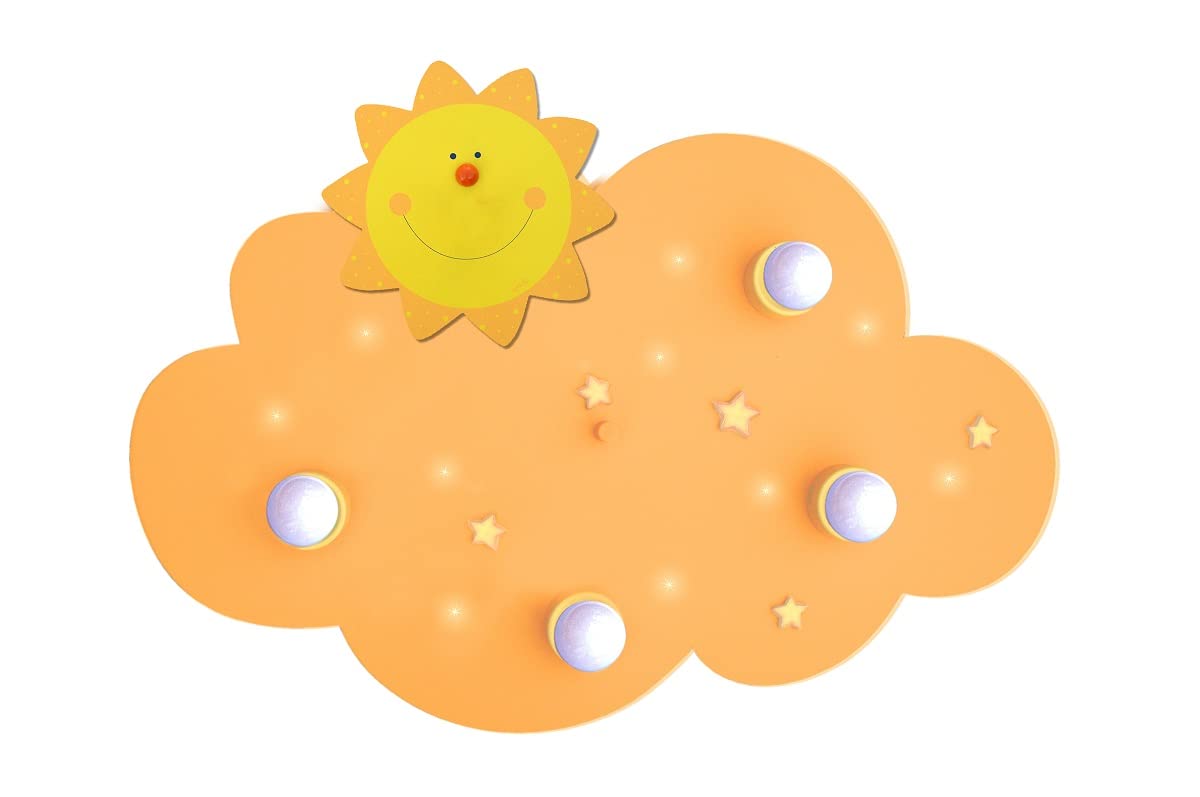 Deckenleuchte Wolke Sonne 4-flammig inklusive LED Lichterkette, gelb WAL-66103.0