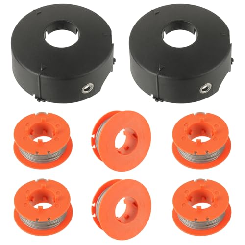 EPLZON F016800175 Bobina de Repuesto para Bosch Art 23 26 30 Combitrim Easytrim Cortacésped, 1,6mm x 8M con Cubierta F016L71088 (6 Carretes + 2 Cubierta)