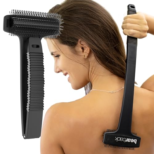 Bearback Back Scratcher: Premium Scratcher for Back &amp; Body. The Original Large Bristled Extendable Folding Long Handle Exfoliating Brush for Adults/Men/Women. Dry/Bath/Shower. (Black)