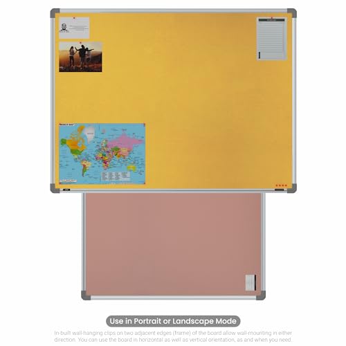 Image of Scholar Art Metis 3x4 Feet Bulletin Board for Study Table & Kids Room | Vibrant & Versatile Crape Cloth + High Density Soft Board for Pinning Photos, Sticky Notes & Reminders (Yellow)