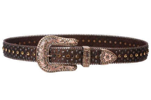 Western Cowgirl Faux Alligator Rhinestone Studded Leather Belt3