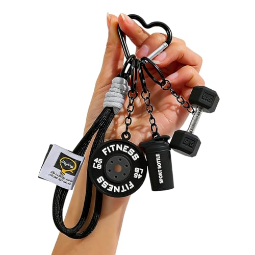 LAKPYN Llavero Con Pesas Y BalancíN, Colgante Para Bolsos De Gimnasio Para Mujer Y Hombre, Para Llaves Del Coche Y Del Gimnasio, Para Amantes Del Fitness (Negro)