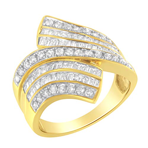Original Classics 10K Yellow Gold Diamond Bypass Ring (1 1/7 Cttw, I-J Color, I1-I2 Clarity) - Size 7