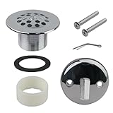 Chrome Trip Lever Tub Trim Kit Set with 2-Hole Overflow Faceplate, Welsan Trip Lever Bathtub Drain with Strainer, Conversion Adaptor Bushing, Replacement Overflow and Matching Screw(Chrome Plated)