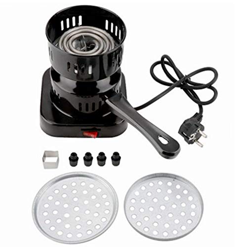 Douup Multipurpose Charcoal Starter Set for Hookah, Shisha, Nargila, BBQ Fire, Electric Burner, Stainless Steel, Porcelain Coating, Fast Heating Technology