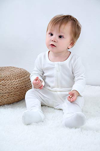 Image of O2Baby Baby Boys Girls Organic Cotton Zip-Front Sleeper Pajamas, Footed Sleep 'n Play