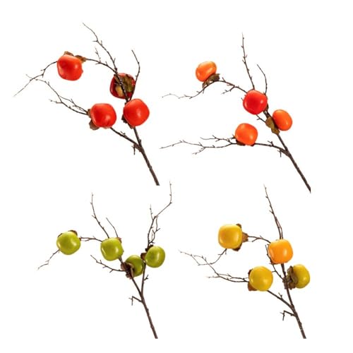 Rama de caqui artificial, 81,5 cm, planta de fruta simulada con hojas para decoración del hogar, boda, oficina, color naranja