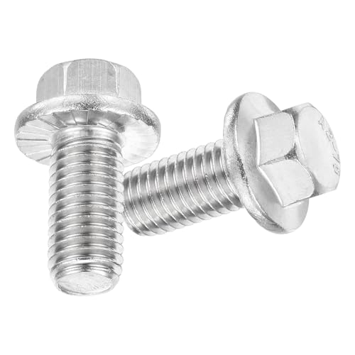 TA-VIGOR 10Pcs M12 x 25mm Hex Serrated Flange Bolts, 304 Stainless Steel Flanged Hex Head Screws for DIY, Machine Tools, Fastener Hardware Applications