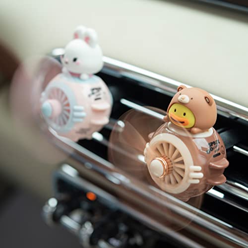 Image of Pilot Rabbit Cute Car Diffuser - Rotating Propeller Cartoon Automotive Air Outlet Fan Creative Car Perfume Decoration - Automotive Air Fresheners