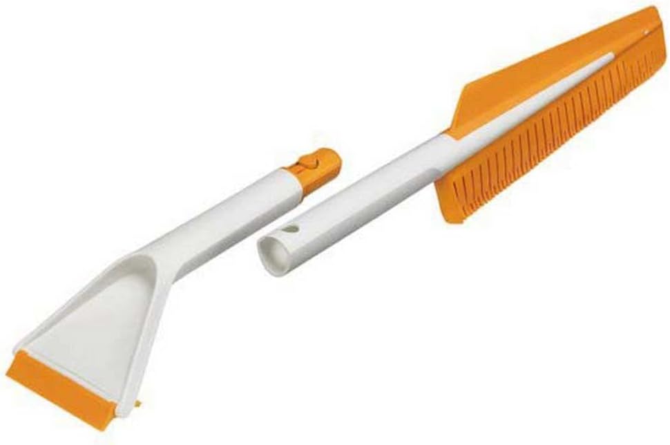 Fiskars Auto Ice Scraper and Snow Brush, Detachable, Plastic/Silicone, White/Orange, SnowXpert, 1019352