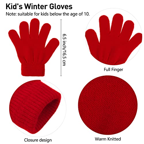 TODDOR Kids Winter Beanies and Gloves Set Include 6 Pieces Knitted Beanies and 6 Pairs Stretchy Gloves3