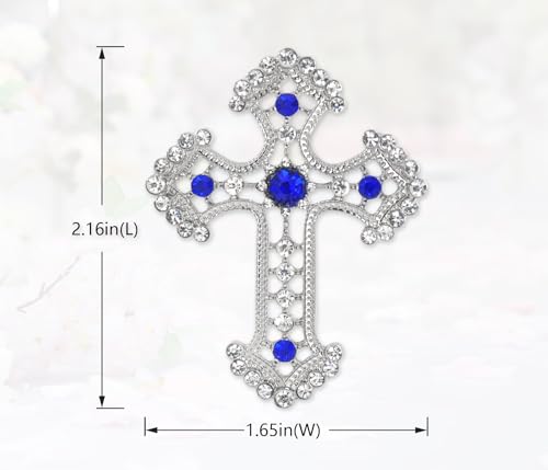 Image of Gyn&Joy Sparkle Crystal Rhinestones Holy Cross Brooch Pin Jewelry For Women Men